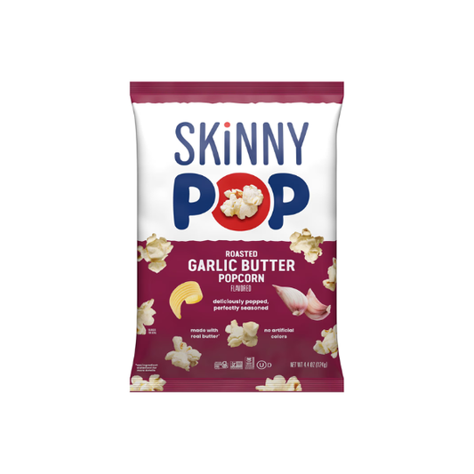 SKINNYPOP Roasted Garlic Butter Flavored, Gluten Free Popcorn Bag, 4.4 oz