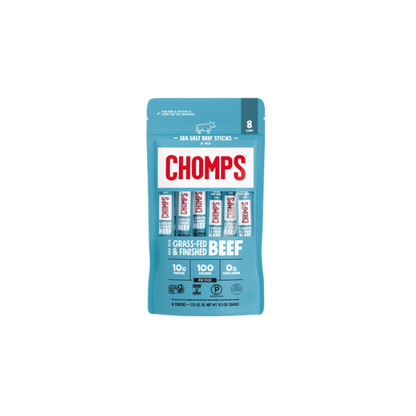 Chomps Grass Fed And Finished Sea Salt Beef Snack Sticks (8 Count)