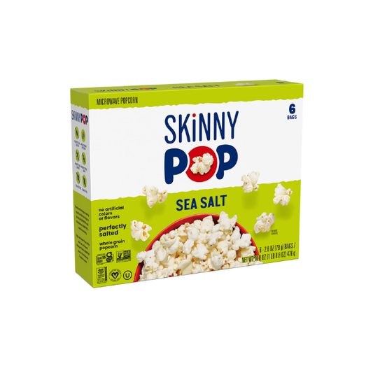 SkinnyPop Sea Salt, Gluten Free Microwave Popcorn Bags, 2.8 oz (6 Count)
