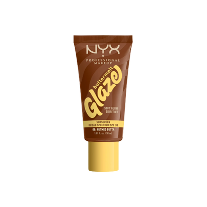 NYX Professional Makeup Buttermelt Glaze Tinted Moisturizer, SPF 30, Nutmeg Butta, All Skin Types, 1.01 fl oz