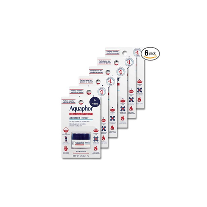 Aquaphor Healing Ointment Advanced Therapy Skin Protectant, Dry Skin Body Moisturizer, 0.25 Oz Jar, Pack of 6