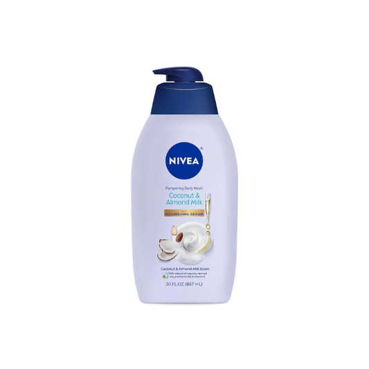 NIVEA Pampering Coconut and Almond Milk Body Wash, 20 Fl Oz (Pack of 12)