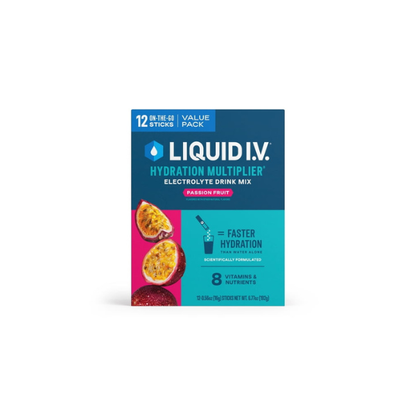 Liquid I.V. Passion Fruit Hydration Multiplier Powdered Electrolyte Drink Mix, 12 Count Packets