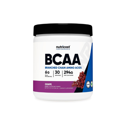 Nutricost BCAA Powder (Grape) 30 Servings, Optimal 2:1:1 Ratio, Vegetarian