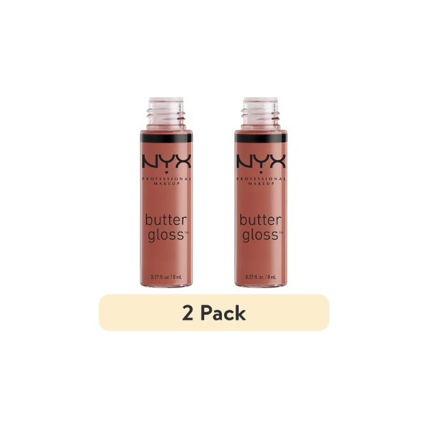 (2 pack) NYX Professional Makeup Butter Gloss, Non-Sticky Lip Gloss, Praline Glosses, 0.27 oz