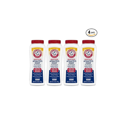 Arm & Hammer Medicated Athlete's Foot Powder, Antifungal, 3.5 oz, 4 Pack