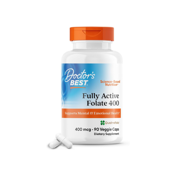 Doctor's BEST Folate Supplement 400 mcg, for Men & Women, 90 Veg Caps