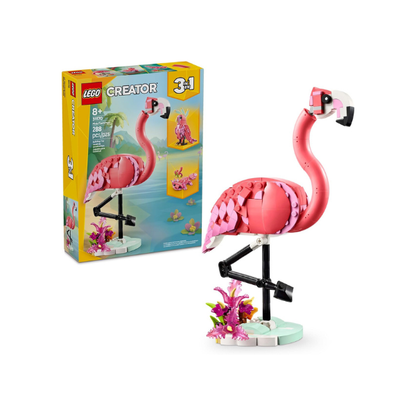 LEGO Creator 3 in 1 Wild Animals: Pink Flamingo Animal Building Toy - Playset with 3 Build Options, Pink Flamingo, Cockatoo, or Axolotl - Learning Toy for Kids, Ages 8+ - 31170