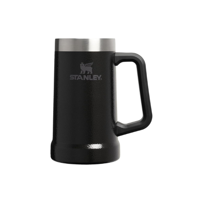 STANLEY Stay-Chill Beer Stein 24 oz | Heavy Duty Big Grip Handle | Beer Tumbler Drink Cup, Holds 2 Cans | Insulated Stainless Steel Party Mug | BPA-Free | Hammertone Black
