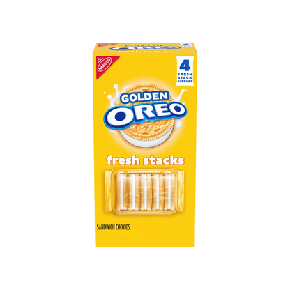 OREO Fresh Stacks Golden Sandwich Cookies, Travel Snacks, 8.05 oz (4 Multi Snack Packs)