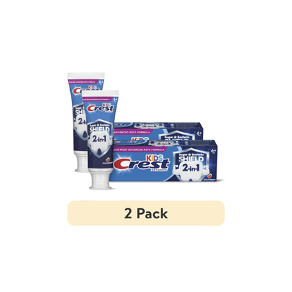 (2 pack) Crest Toothpaste, Kids Sugar Bacteria Shield Fluoride Toothpaste, Strawberry Flavor, 4.1 oz, Ages 6+