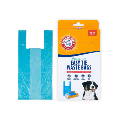 ARM & HAMMER 71041 Easy-Tie Waste Bags, Blue, 75 Count - Pack of 1