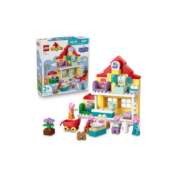 LEGO DUPLO Peppa Pig Family House - Building Toy for Toddlers, Ages 2+ - Sensory Toy for Girls & Boys - W/ 5 Figures - Birthday Gifts for Kids - 10467
