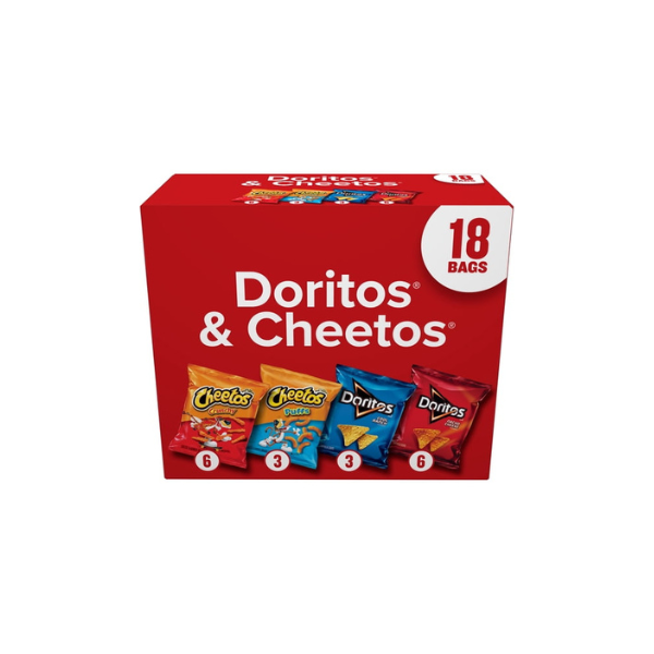 Frito Lay Doritos & Cheetos Snack Chips Mix Variety Pack, 18 Pack