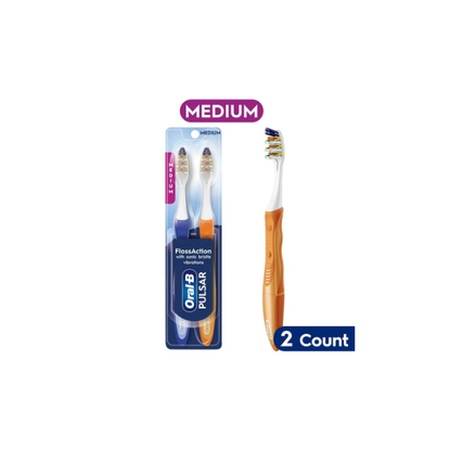 Oral-B Toothbrush Pack, Expert Clean Pulsar Battery Powered Toothbrush, Medium, 2 Count