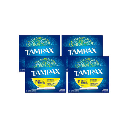 Tampax Cardboard Applicator Tampons, Regular Absorbency, 20 Count, Pack of 4