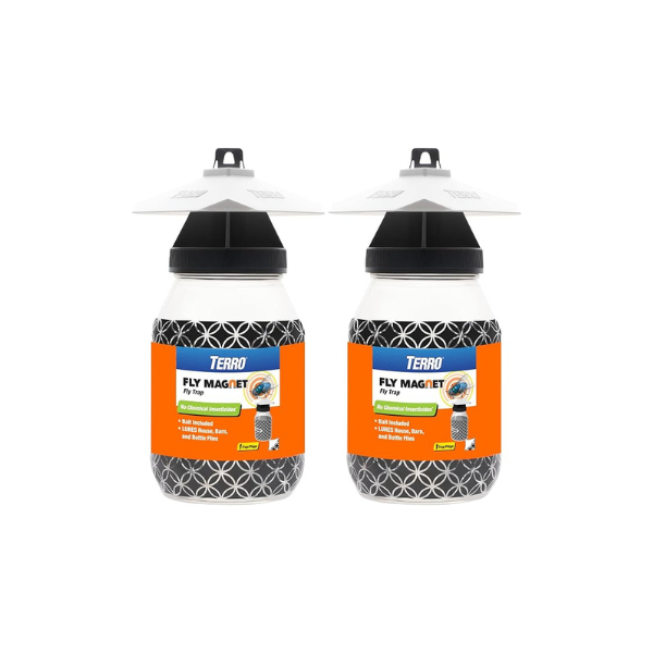 Terro T380 Outdoor Reusable Fly Magnet Fly Trap - Poison Free Trap with Bait (Pack of 2)