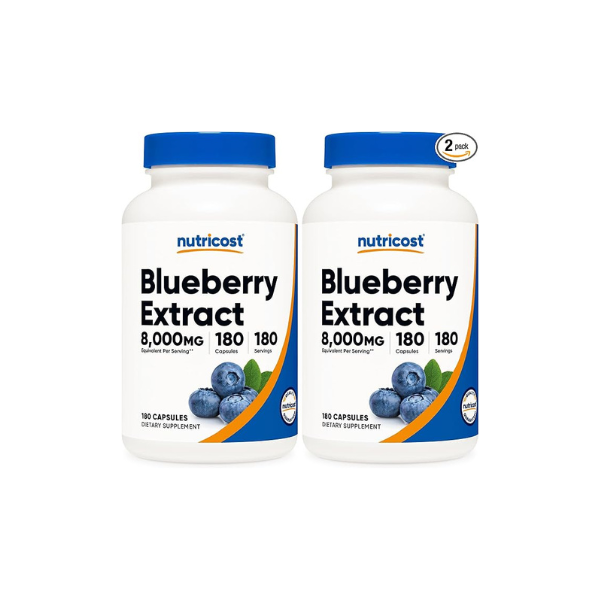 Nutricost Blueberry Extract 180 Capsules for 180 Servings Per Bottle (Pack of 2)