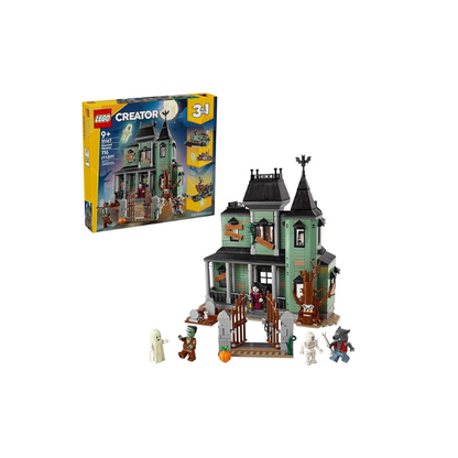 LEGO Creator 3 in 1 Haunted Mansion Building Toy for Kids - Halloween Building Blocks & Learning Toy for Girls & Boys, Ages 9+ - Build a Haunted House, Train, or Ship - Gift for Birthdays - 31167