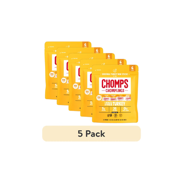 (5 pack) Chomplings Antibiotic Free Original Turkey Mini Jerky Snack Sticks (6 Count)