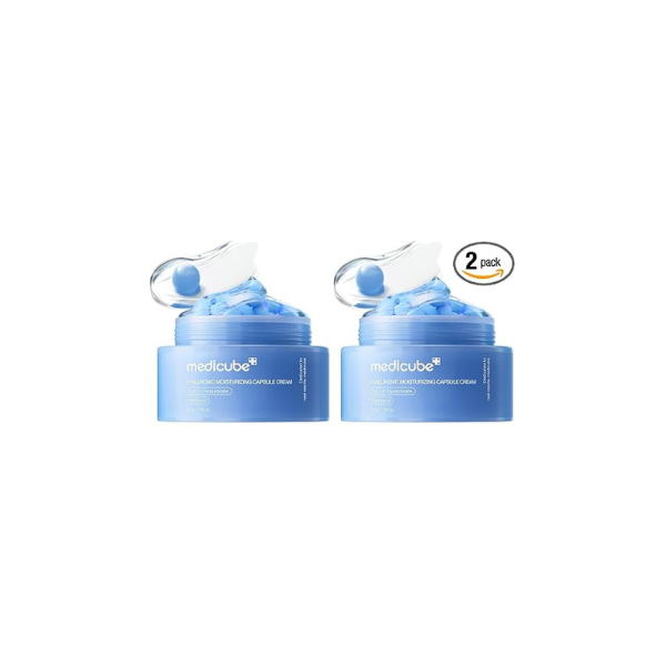 medicube Capsule Cream with Hyaluronic Acid | 120H Lasting Hydration, Barrier Care, Calming Daily Facial Moisturizer For All Skin Types | Panthenol & Ceramides | Korean Skincare, 1.94 oz (Pack of 2)