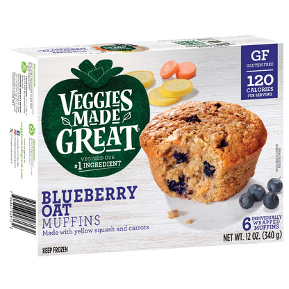 Veggies Made Great Blueberry Oat Muffin, 12oz, 6ct Box (Frozen)