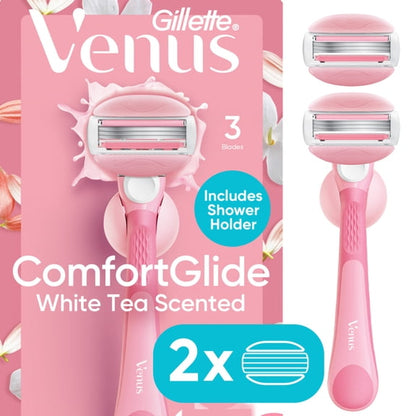 Venus ComfortGlide3 White Tea Manual Razor Bundle with 10 Blade Cartridge Refill