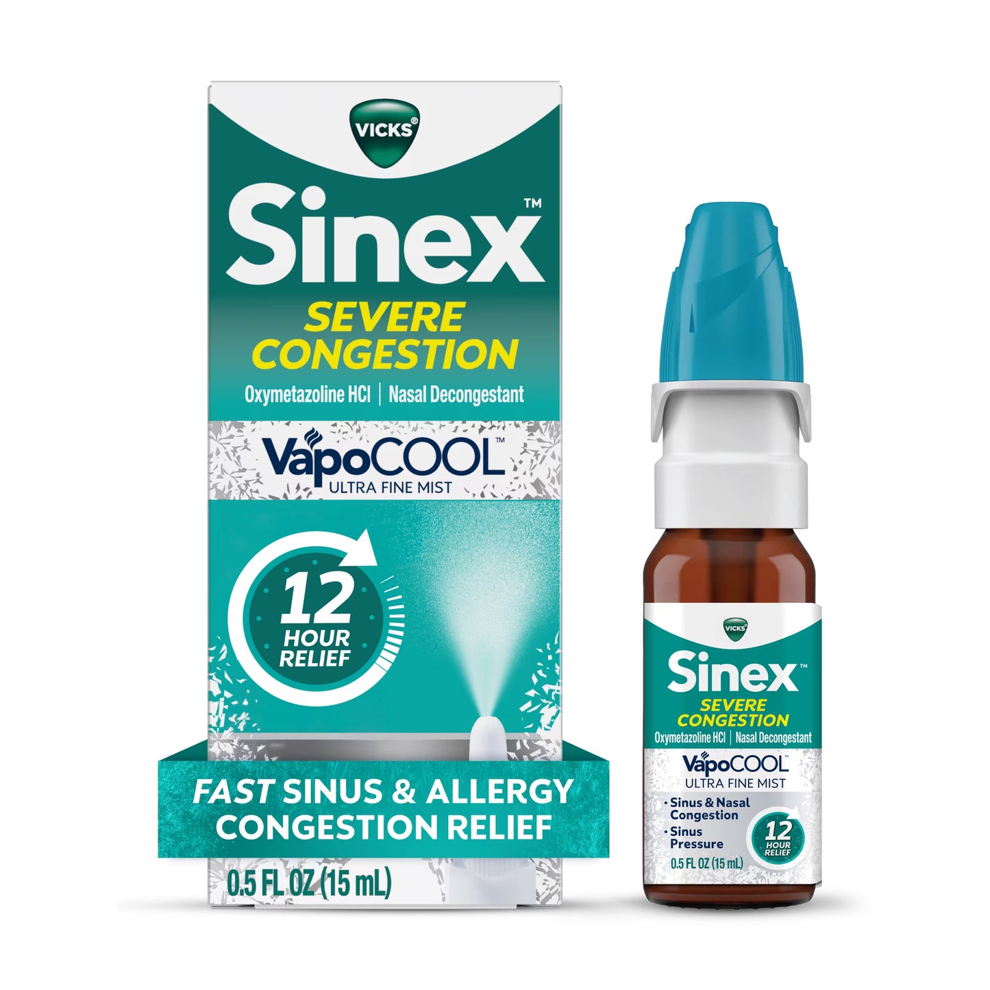 Vicks Sinex SEVERE CONGESTION VapoCOOL Nasal Spray, Sinus Medicine, 0.5 fl oz