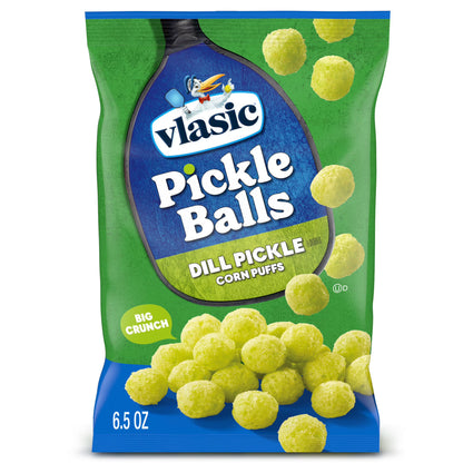 Vlasic Pickle Balls, Dill Pickle Flavored Corn Puffs, Pickleball Gifts, Father’s Day Snacks for Dad, 6.5 oz.