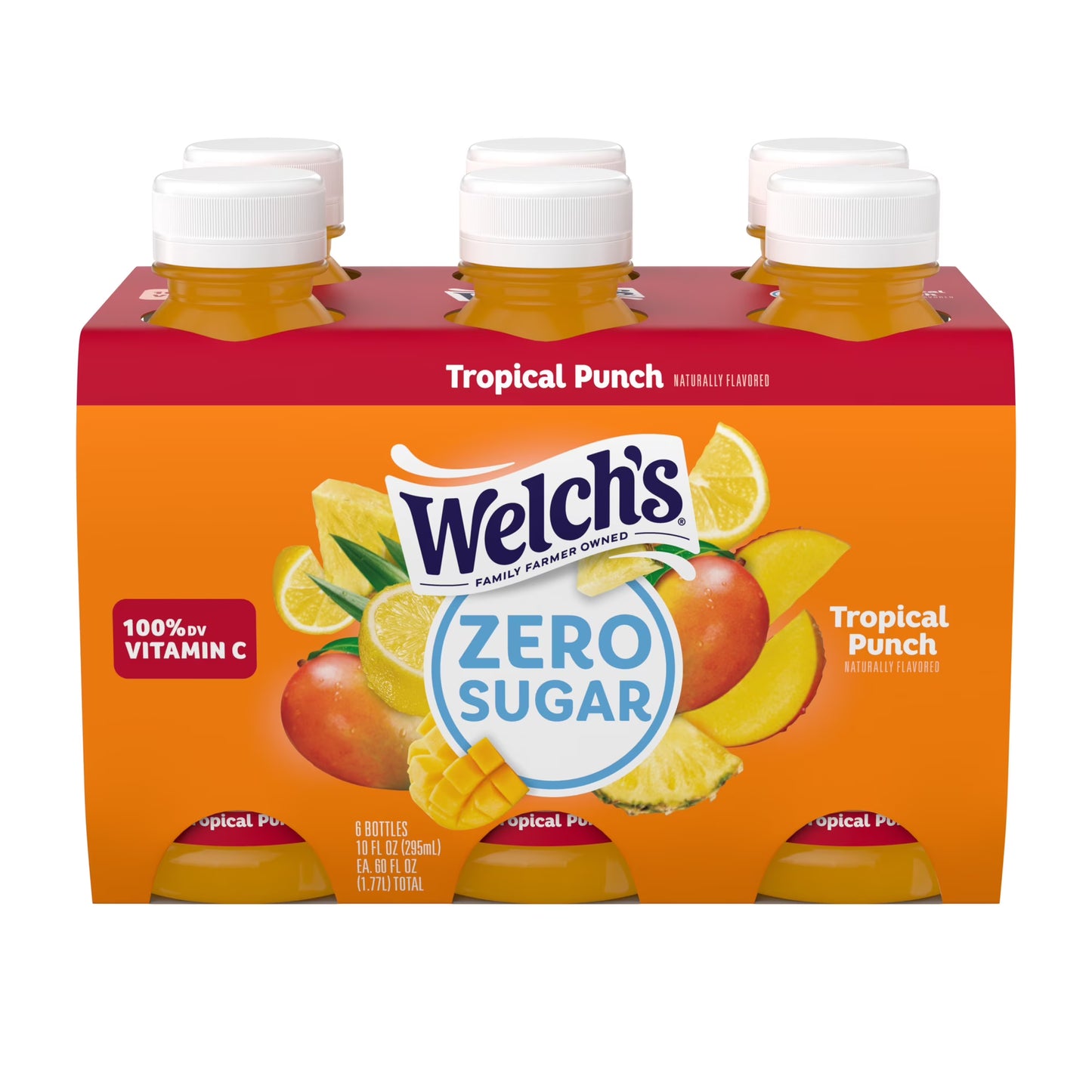 Welch's Tropical Punch Zero Sugar Drink, 10 fl oz Bottle