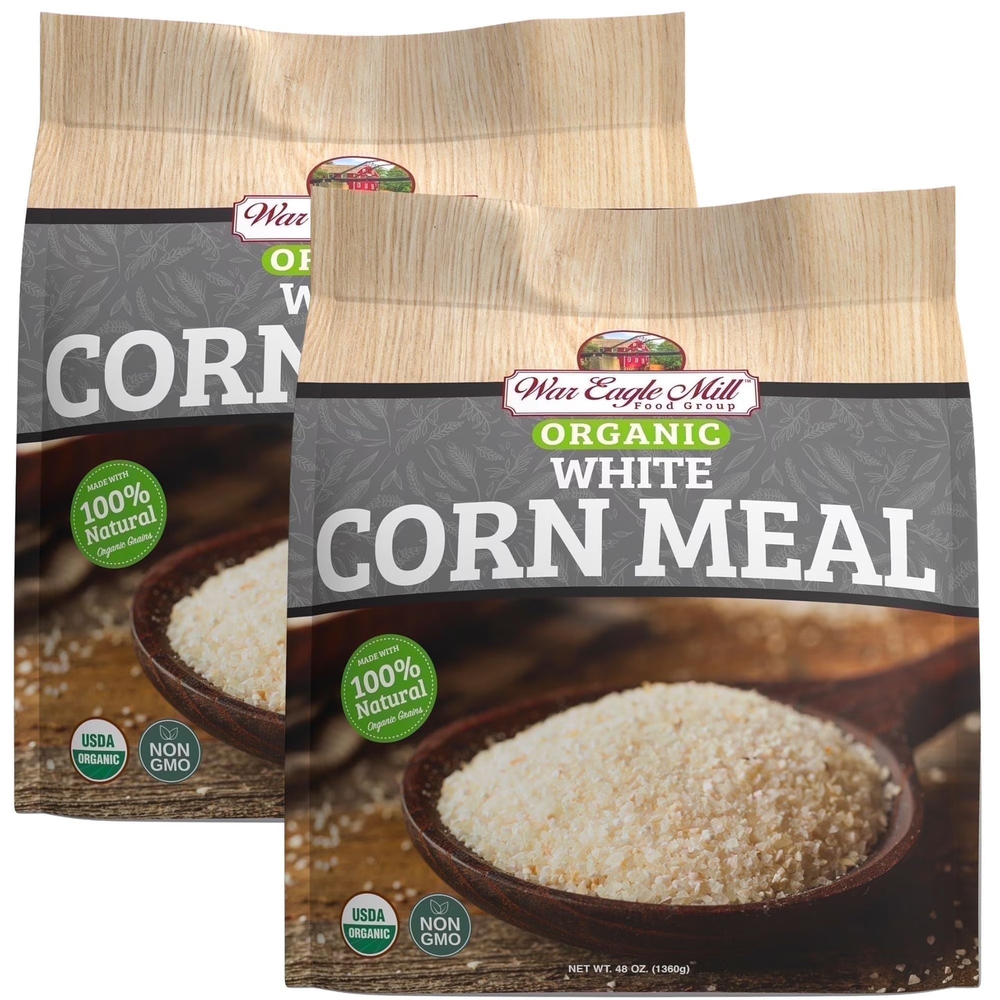 War Eagle Mill Organic White Corn Cornmeal, 48 oz Bag (2-Pack)