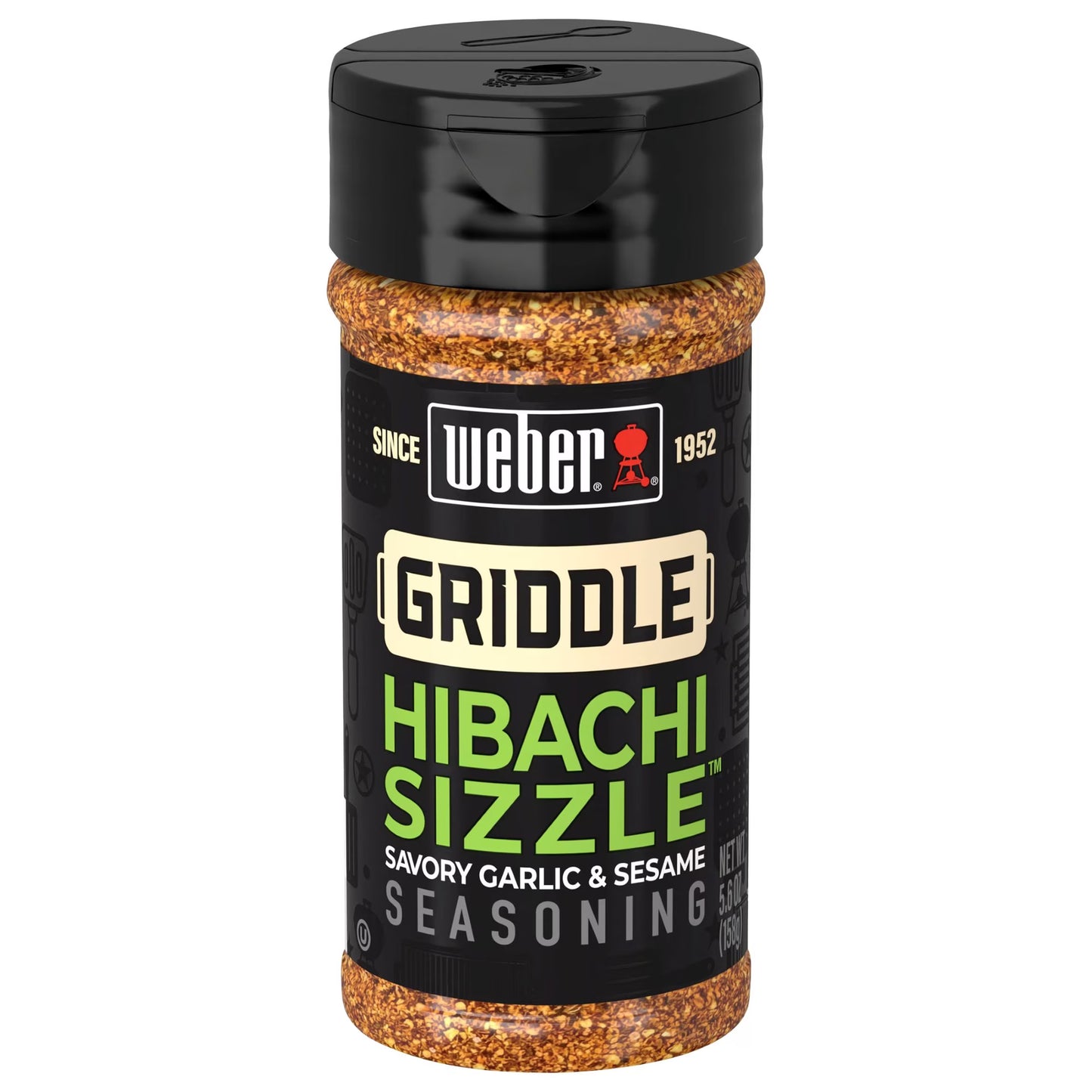 Weber Griddle Hibachi Sizzle, Savory Garlic and Sesame Seasoning Blend, 5.6 oz Bottle