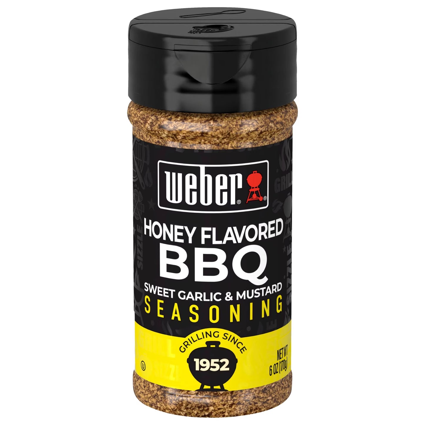 Weber Honey Flavored BBQ, Sweet Garlic and Mustard Seasoning Blend, 6.0 oz Bottle