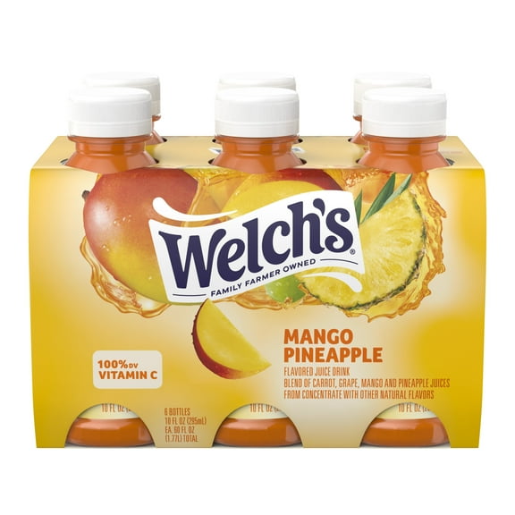 (3 pack) Welch's Mango Pineapple Juice Drink, 10 fl oz On-the-Go Bottle (Pack of 6)