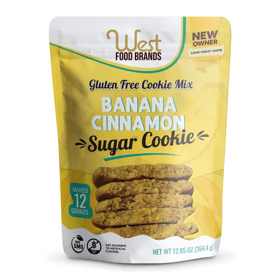 West Food Brands Banana Cinnamon Cookie Mix for Baking, Allergen & Gluten-Free Baking, 12.85 oz