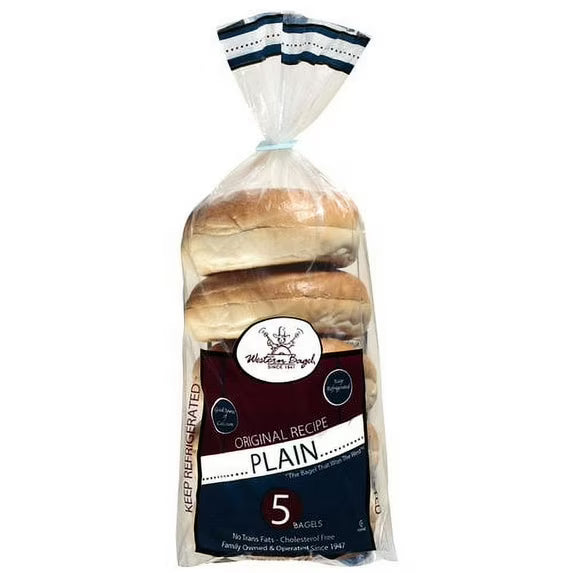 Western Bagel Classic Soft & Chewy Plain Bagels – 15 oz, 5 Count