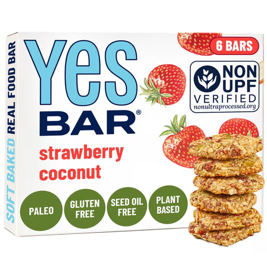 YES Bar – Strawberry Coconut – Plant Based Protein, Decadent Snack Bar – Vegan, Paleo, Gluten Free, Dairy Free, Low Sugar, Healthy Snack, Breakfast, Low Carb, Keto Friendly (Pack of 6)