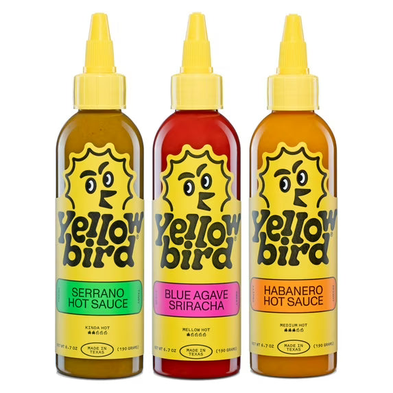 Yellowbird Classic Hot Sauce Variety Pack, Habanero, Serrano, Blue Agave Sriracha, 6.7 oz of each