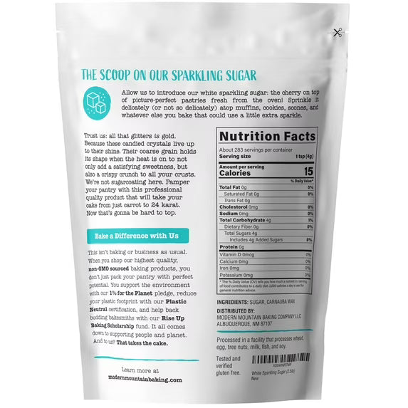 Sparkling Sugar (2.5lb) – White Sanding Sugar, Extra Coarse Crystals for Baking, Bright White, Adds Crunch & Sparkle, Heat-Stable, Non-GMO, Verified Gluten-Free