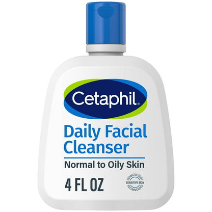Cetaphil Daily Facial Cleanser Face Wash for Sensitive, Normal to Oily Skin Cleanser, 4 oz