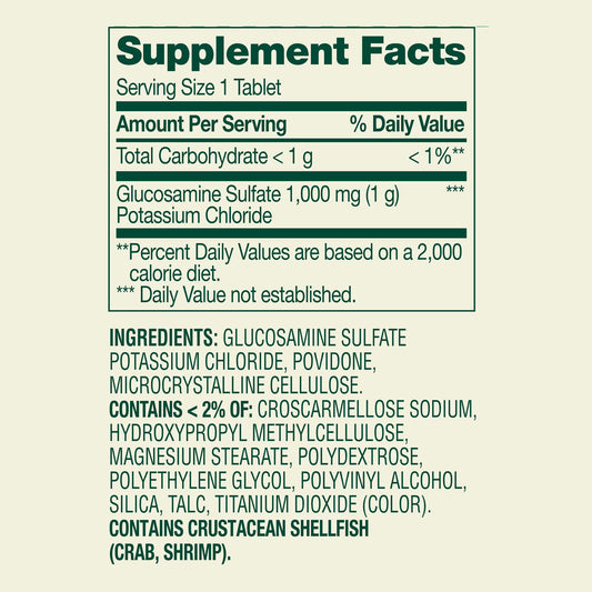 Spring Valley Glucosamine Sulfate Potassium Chloride Dietary Supplement Tablets for Joint Health, 1,000 mg, 200 Count