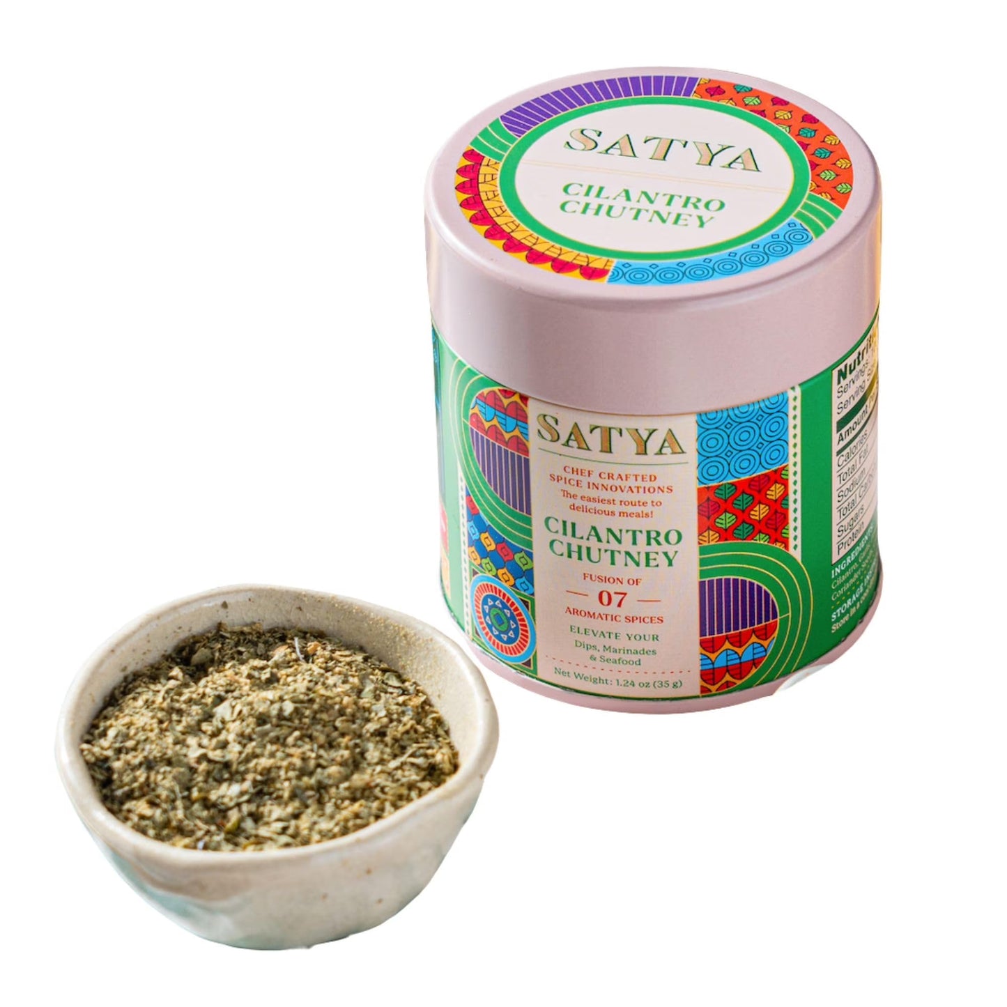 Satya Blends, Cilantro Seasoning 1.24oz, Herby Citrus, Multipurpose for Dips Marinades Seafood Vegetables Sauce