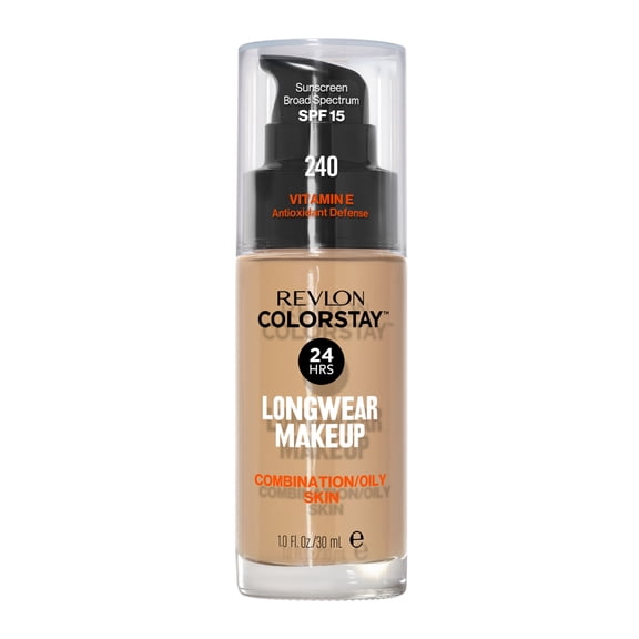 Revlon ColorStay Liquid Foundation Makeup, Matte Finish, Combination/Oily Skin, SPF 15, 240 Medium Beige, 1 fl oz