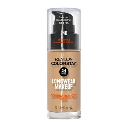 Revlon ColorStay Liquid Foundation Makeup, Matte Finish, Combination/Oily Skin, SPF 15, 240 Medium Beige, 1 fl oz