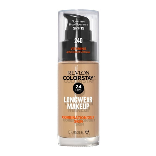 Revlon ColorStay Liquid Foundation Makeup, Matte Finish, Combination/Oily Skin, SPF 15, 240 Medium Beige, 1 fl oz