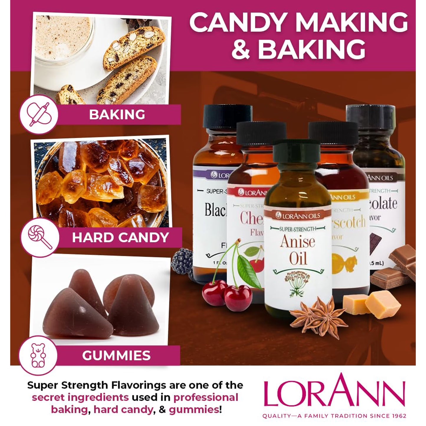 LorAnn Oils Super Strength Flavoring - Used For Candy Making, Flavoring Extracts, Baking, Hard Candy, and Flavor Oils, Anise Oil, 1 fl dram