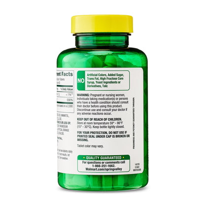 (3 pack) Spring Valley Vitamin C Dietary Supplement, Orange Flavor, 500 mg, 120 Count, Fast Dissolve Tablets for Immune Health