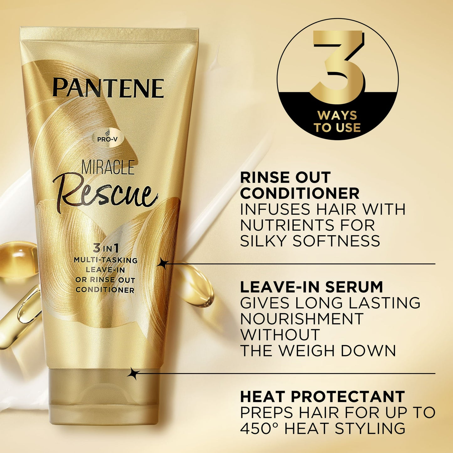 Pantene Leave in Conditioner Miracle Rescue 3in1 Multi-Tasking 6.0 fl oz