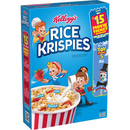 (8 pack) Kellogg's Rice Krispies Original Breakfast Cereal, 8 Vitamins and Minerals, 9 oz