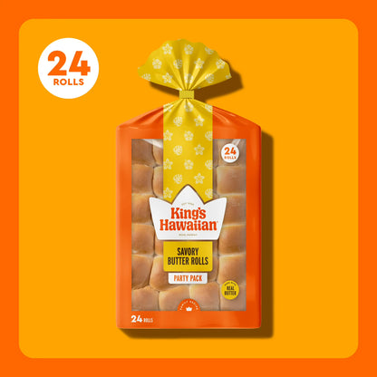 King's Hawaiian Savory Butter Rolls 24 Count, 24 oz, Shelf-Stable